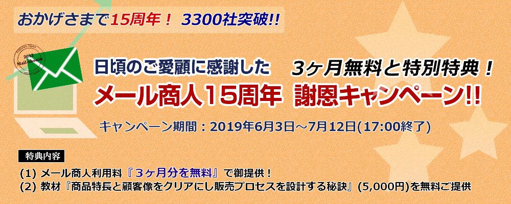 メール商人15周年キャンペーン